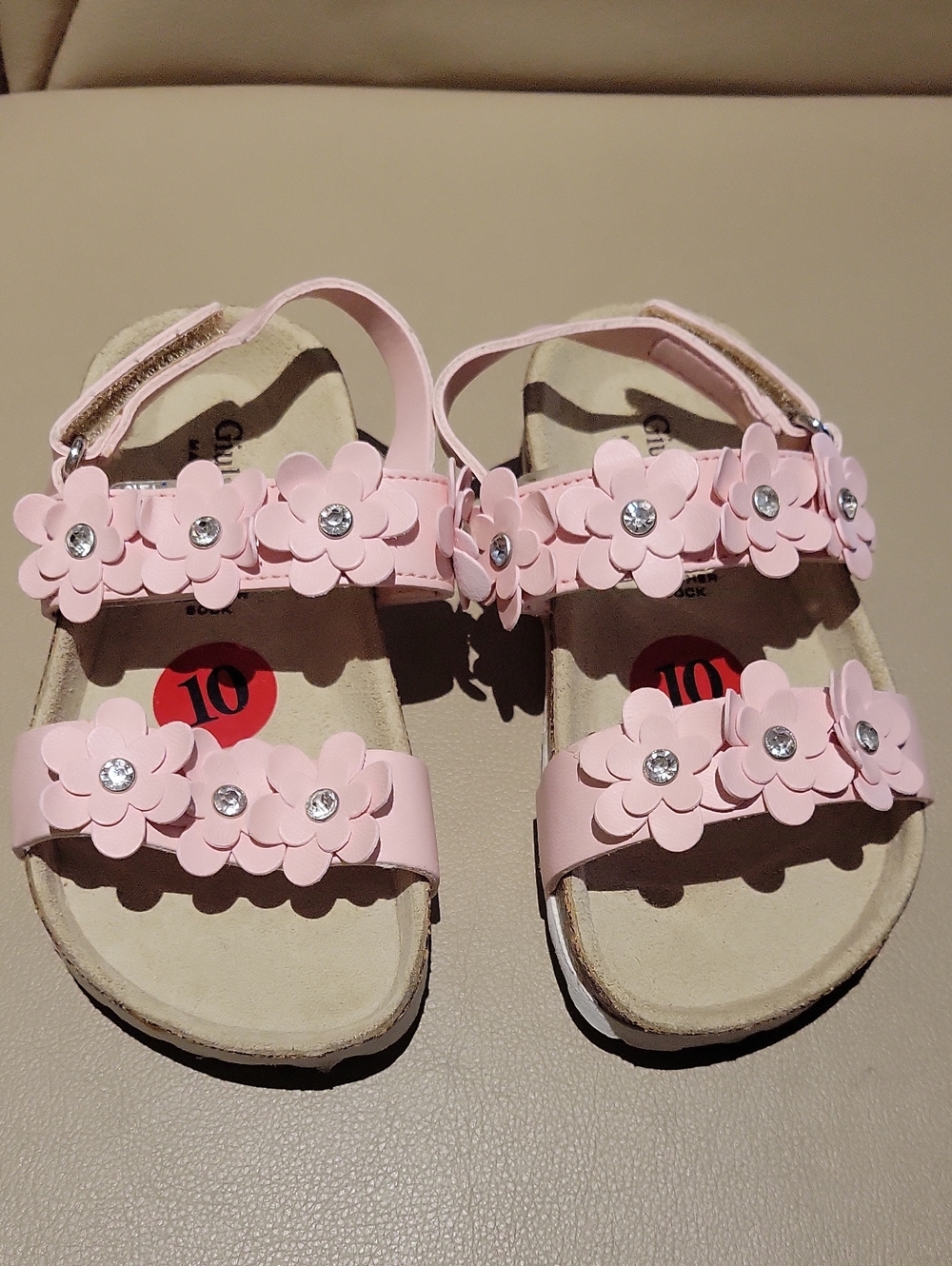 Little Girls' Pink Floral Double-Strap Sandals